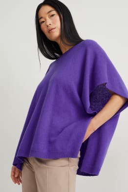 Strick-Poncho - Woll-Mix mit Kaschmir-Anteil