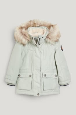 Veste avec capuche et garniture en imitation fourrure