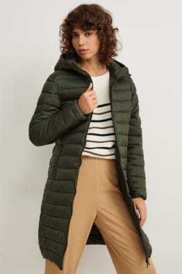 Quilted coat with hood