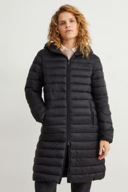Gewatteerde mantel met capuchon