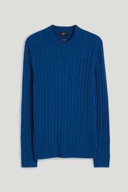 Pullover mit Kaschmir-Anteil - Woll-Mix - Zopfmuster