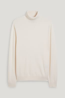 Polo neck jumper with cashmere - wool blend
