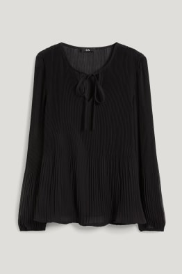 Blouse van chiffon - fijn geplooid