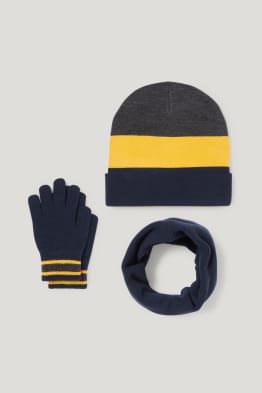 Set - Mütze, Loop Schal und Handschuhe - 3 teilig