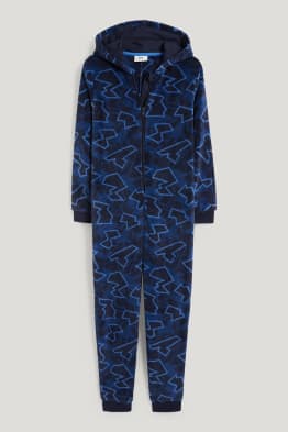 Onesie van fleece, met capuchon