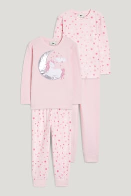 Set van 2 - eenhoorn - pyjama van fleece - 4-delig