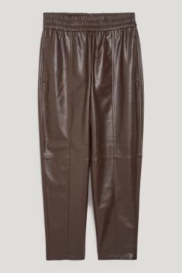 Hose - High Waist - Tapered Fit - Lederimitat
