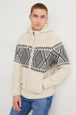 Gilet en maille à capuche
