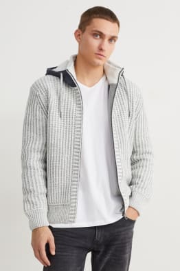Gilet en maille à capuche