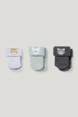 Multipack 3 ks - zvířátka - ponožky s motivem pro novorozence