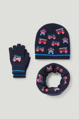 Set - Mütze, Loop Schal und Handschuhe - 3 teilig
