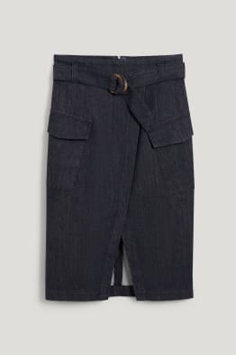 Denim skirt with belt