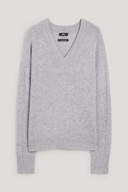 Pullover mit V-Ausschnitt - Woll-Mix