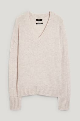 Pullover mit V-Ausschnitt - Woll-Mix