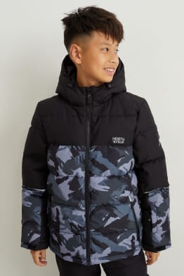 Skijacke mit Kapuze - gemustert