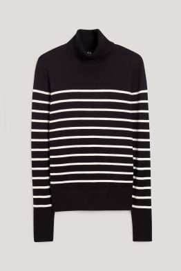 Pull basique à col roulé - rayé
