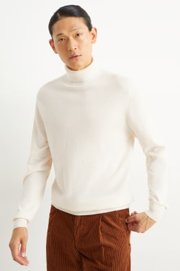 Rollkragenpullover mit Kaschmir-Anteil - Woll-Mix