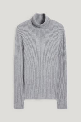 Maglione con collo a dolcevita basic - a coste