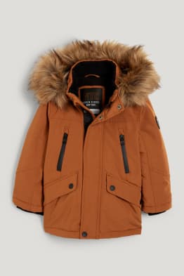 Parka à capuche avec garniture d'imitation fourrure