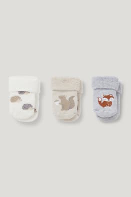 Multipack of 3 - woodland animals - newborn socks with motif