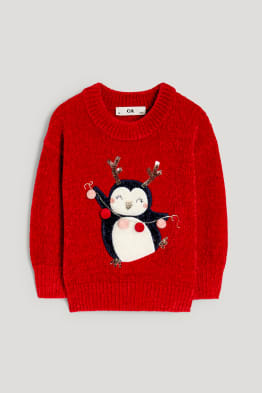 Chenille Christmas jumper - penguin