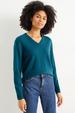 Basic-Pullover mit Kaschmir-Anteil - Woll-Mix