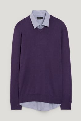 Feinstrick-Pullover und Hemd - Regular Fit - Kent