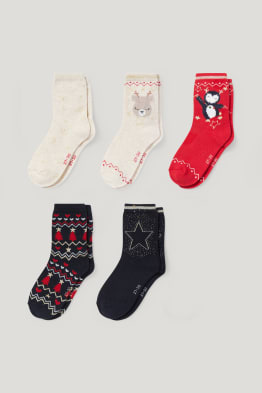 Multipack of 5 - Christmas socks with motif