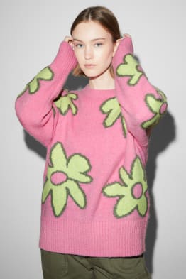CLOCKHOUSE - sweter - w kwiaty