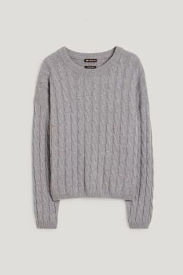 Kaschmir-Pullover - Zopfmuster