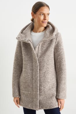 Mantel mit Kapuze - Woll-Mix