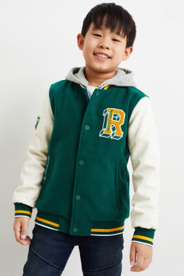 Veste style universitaire à capuche