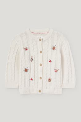 Baby Christmas cardigan - cable knit pattern