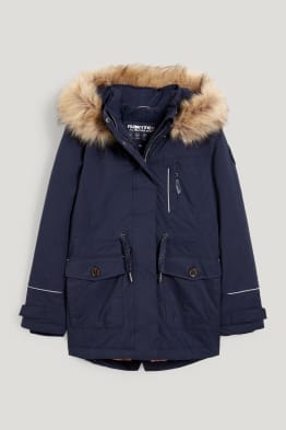 Parka mit Kapuze und Kunstfellbesatz