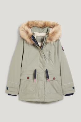 Parka à capuche avec garniture d'imitation fourrure