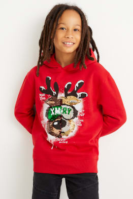 Rendier - hoodie voor de kerst - glanseffect