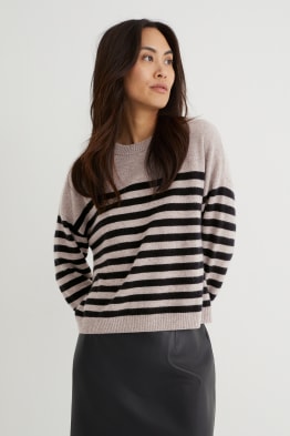 Kaschmir-Pullover - gestreift