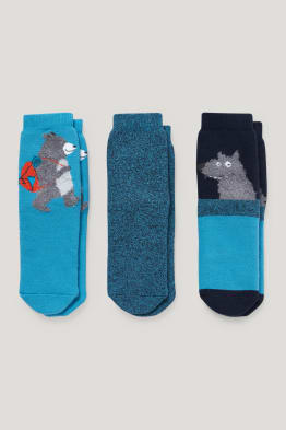 chaussettes de sport avec bandes colorees garcon (lot de 3) bleu garcon