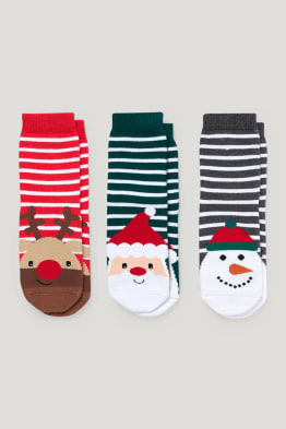 Set van 3 paar - kerstsokken met motief - gestreept