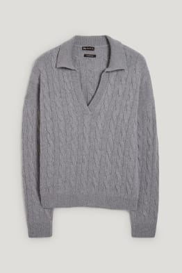 Pullover mit Kaschmir - Zopfmuster