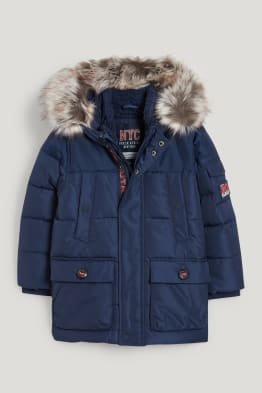 Parka met capuchon en imitatiebontrandje - winter