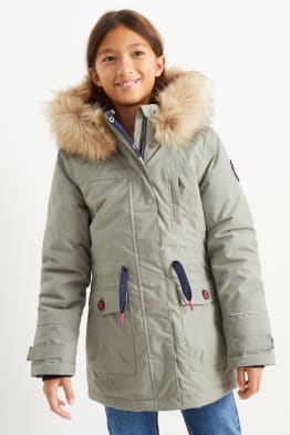 Parka à capuche avec garniture d'imitation fourrure