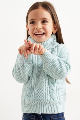 Pull à col roulé en maille chenille - motif tressé