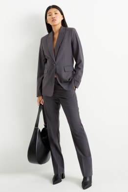 Business trousers - mid-rise waist - straight fit - wool blend