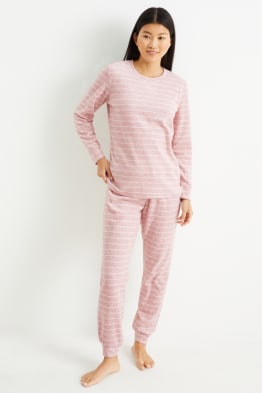 Fleece-Pyjama - gestreift