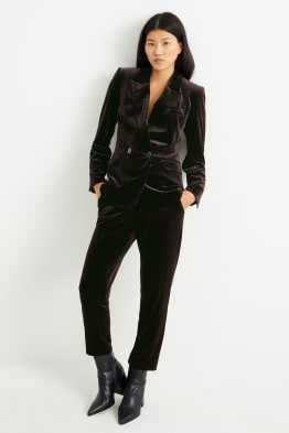 Samt-Hose - High Waist - Slim Fit