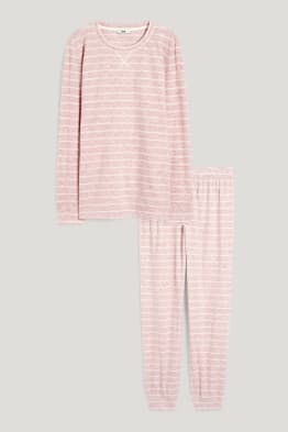 Fleece-Pyjama - gestreift