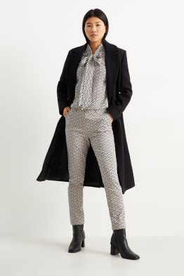 Stoffhose - Mid Waist - Slim Fit - gemustert