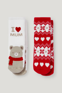 Confezione da 2 - calze antiscivolo natalizie per neonati