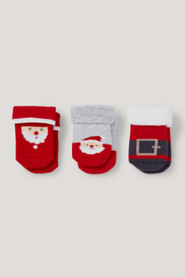 Paquet de 3 - Pare Noel - mitjons nadalencs per a nounat